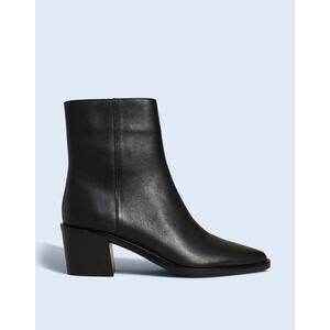 J. Crew The Darcy Leather Ankle Boot Stacked Heel True Black Size 8 NWOB